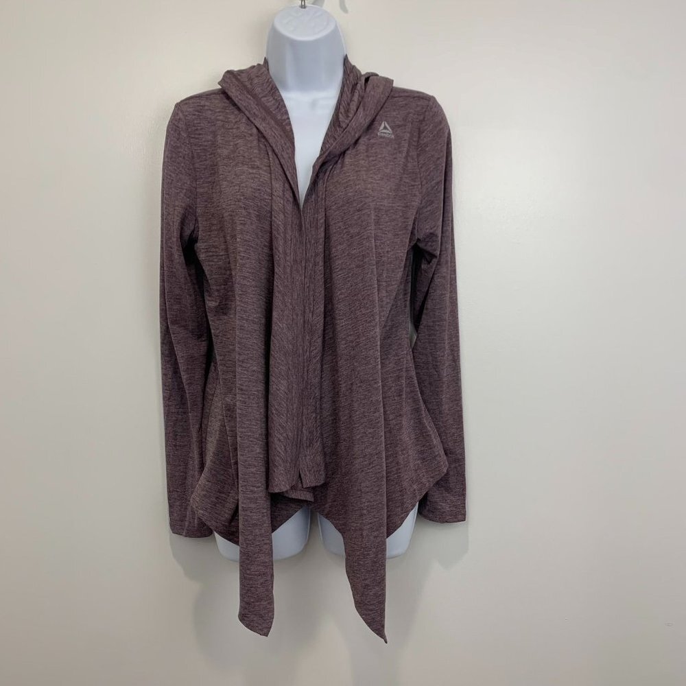 Reebok Women's Athleisure Hooded Cardigan Heathered Purple Size Small